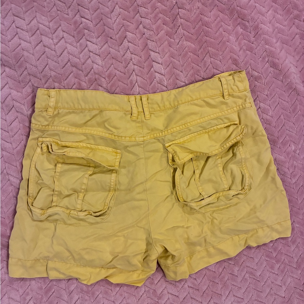 Vibrant Yellow Women's Cargo Shorts - Picture 3 of 3